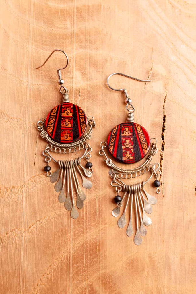 Boho Ohrhänger aus Peru silber+Keramik