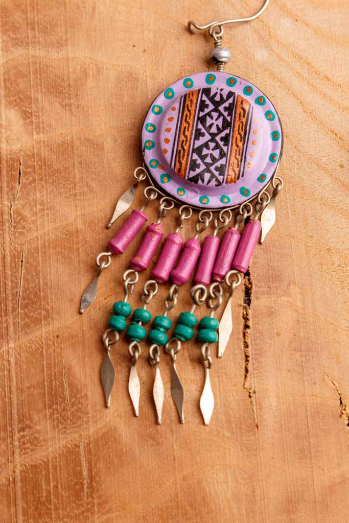 Boho Ohrhänger Peru silber+lila Keramik