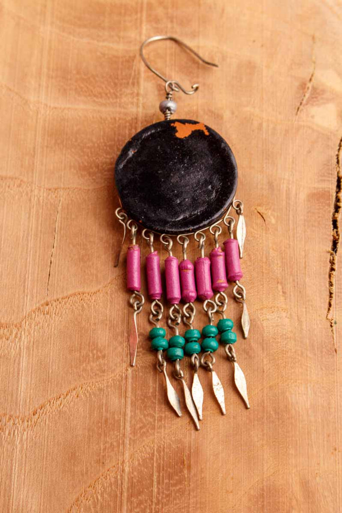 Boho Ohrhänger Peru silber+lila Keramik