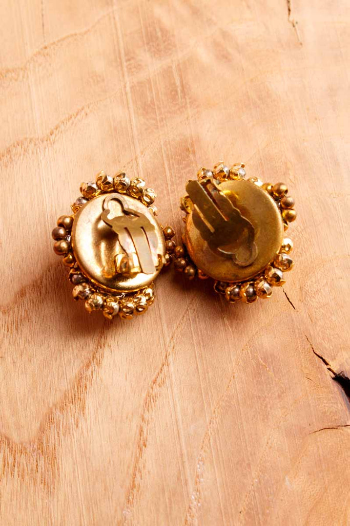 60s ausgefallene Ohrclips gold Perlen