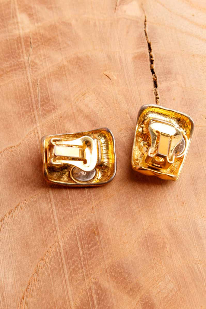 80er Jahre Ohrclips gold mit Glitzer