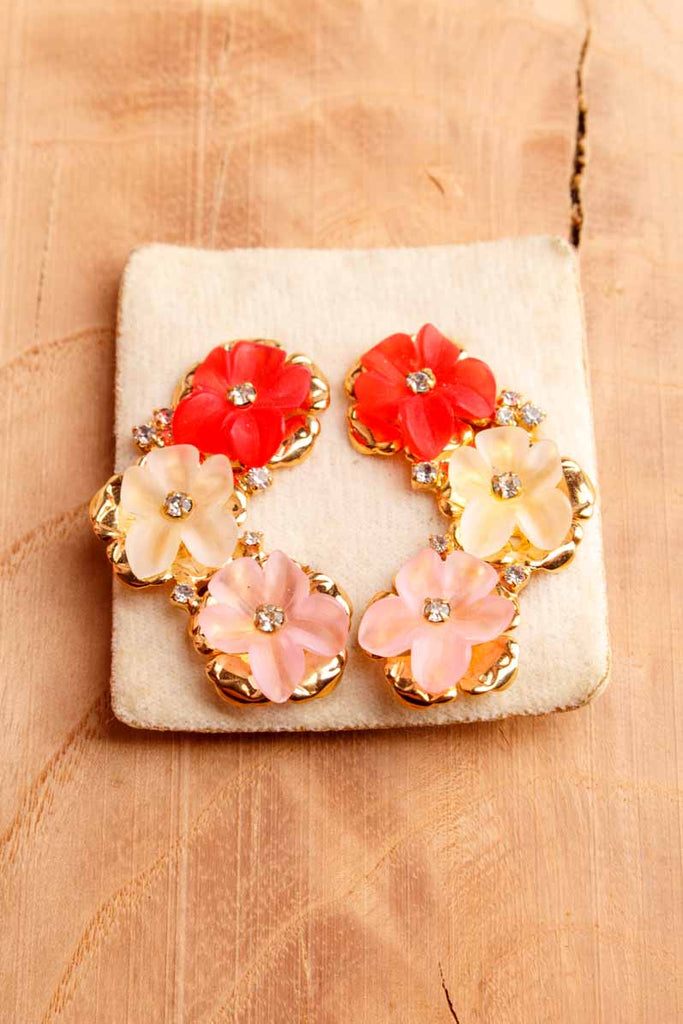 60s Ohrclips gold Blumen