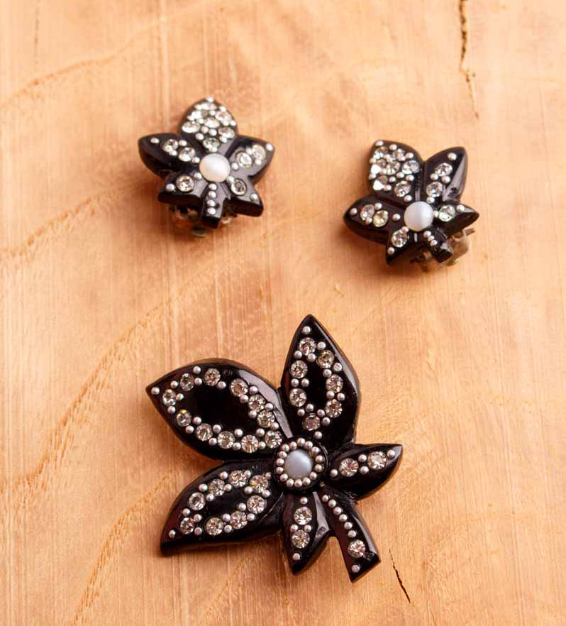 40s Schmuckset schwarz Bakelit