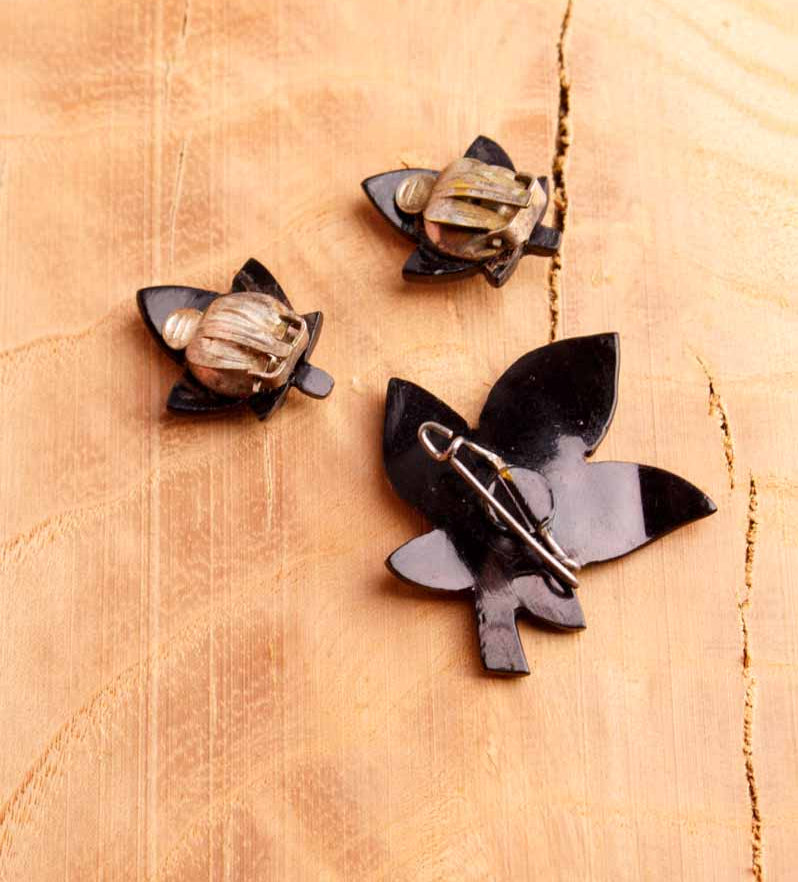 40s Schmuckset schwarz Bakelit