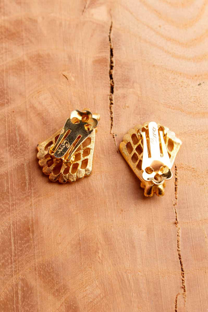 80s Ohrclips gold + Glitzer