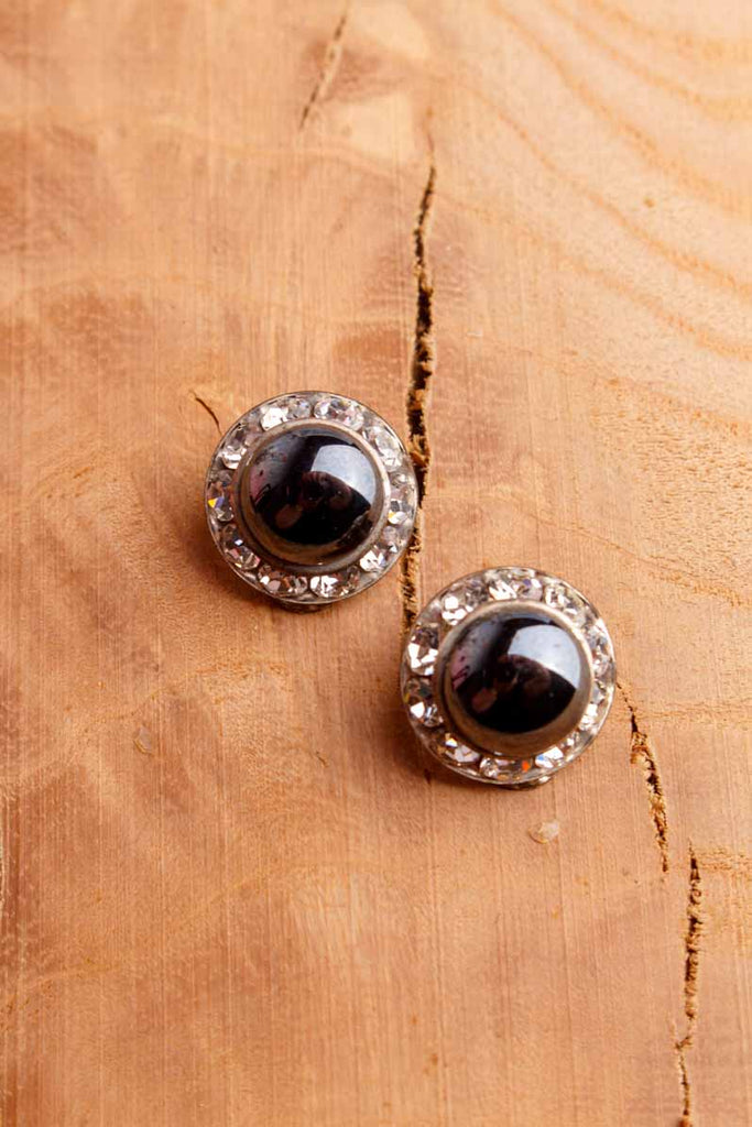 zeitlose 80s Ohrclips silber+Strass