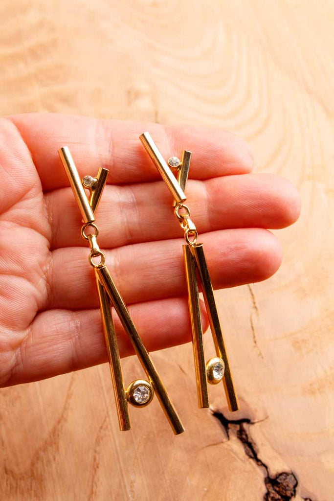 90s Ohrhänger gold Kreuz