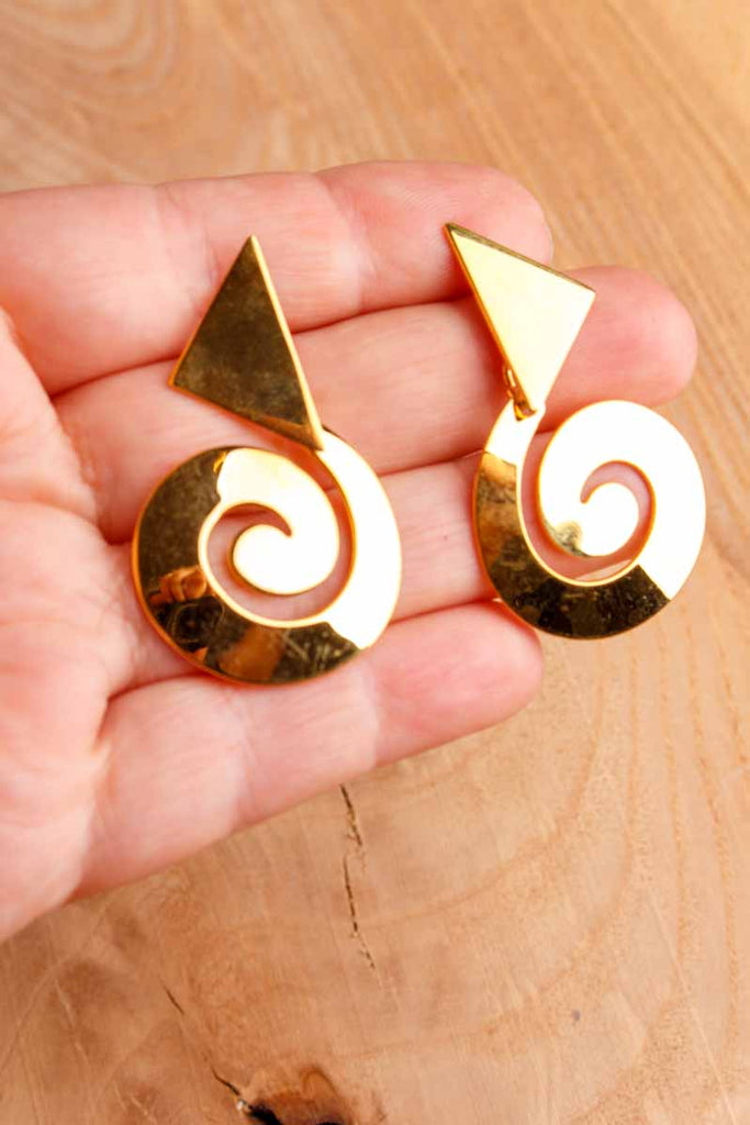 Vintage 90er Ohrringe gold Wirbel