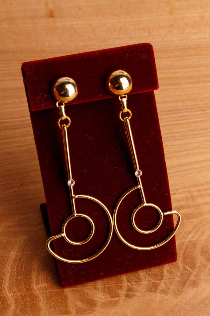 Vintage 90er Ohrstecker Kreis + Strass