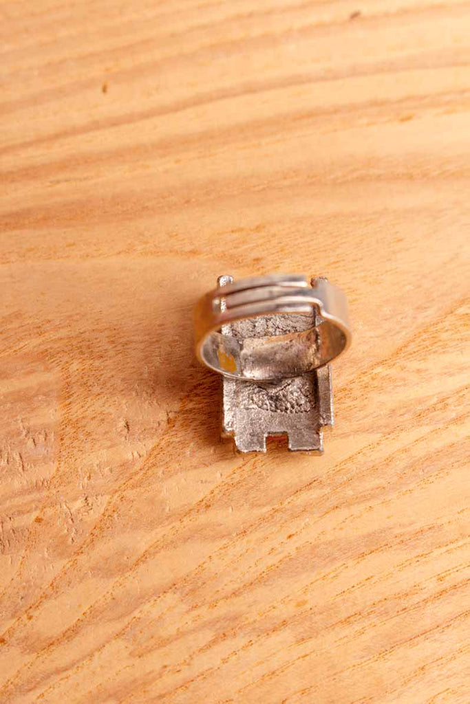 orig 70er Jahre Hippie Ring rosa Stein