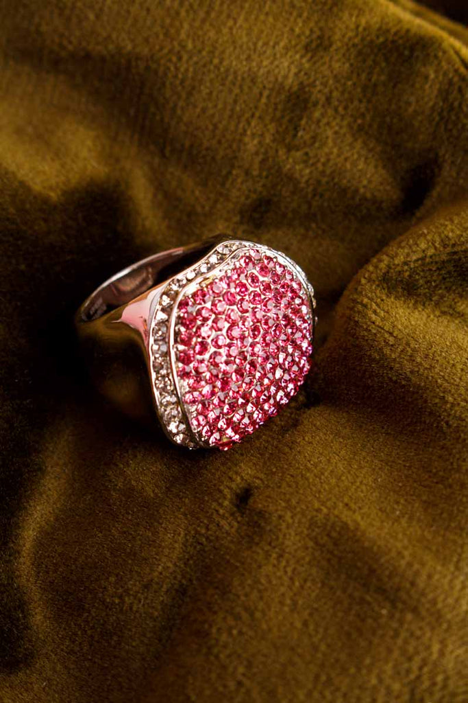 POMPÖÖS Ring pink Strass