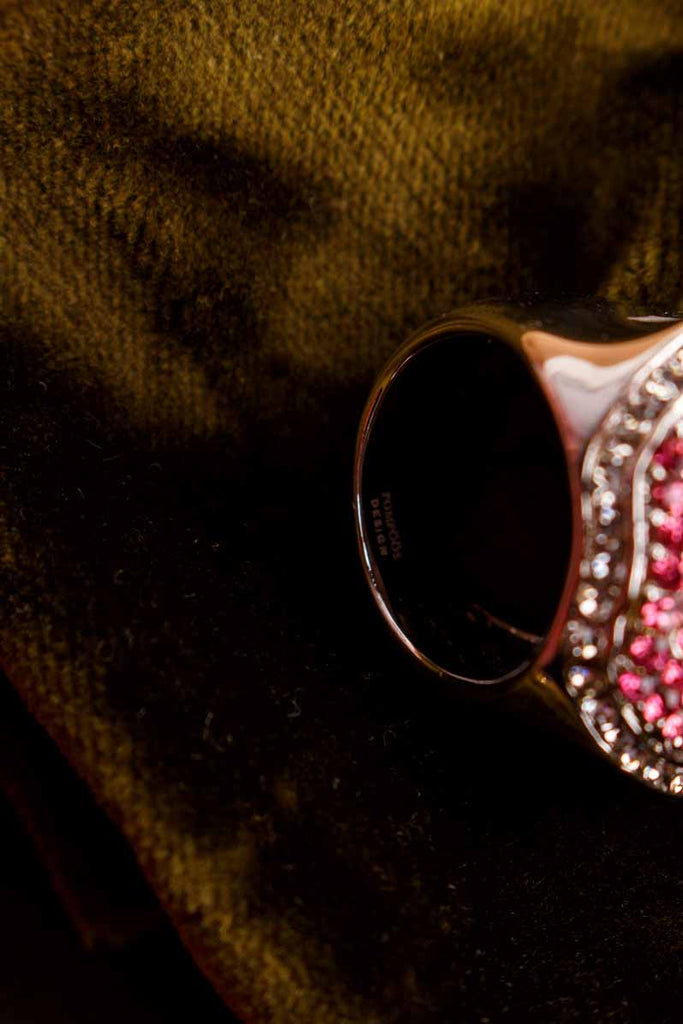 POMPÖÖS Ring pink Strass