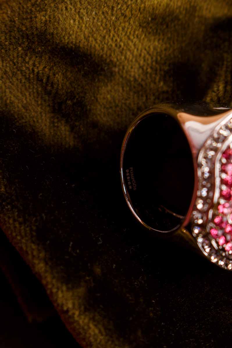 POMPÖÖS Ring pink Strass