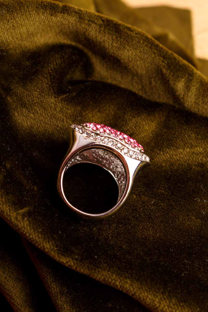 POMPÖÖS Ring pink Strass