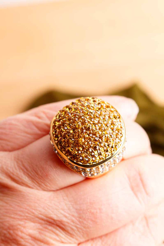POMPÖÖS Ring gold Strass