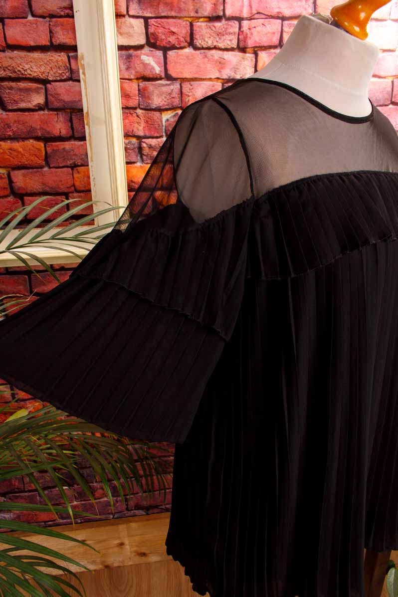 Plissee Top schwarz