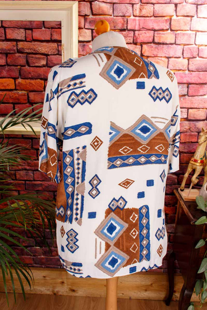 90s Boho Bluse Aztec Print