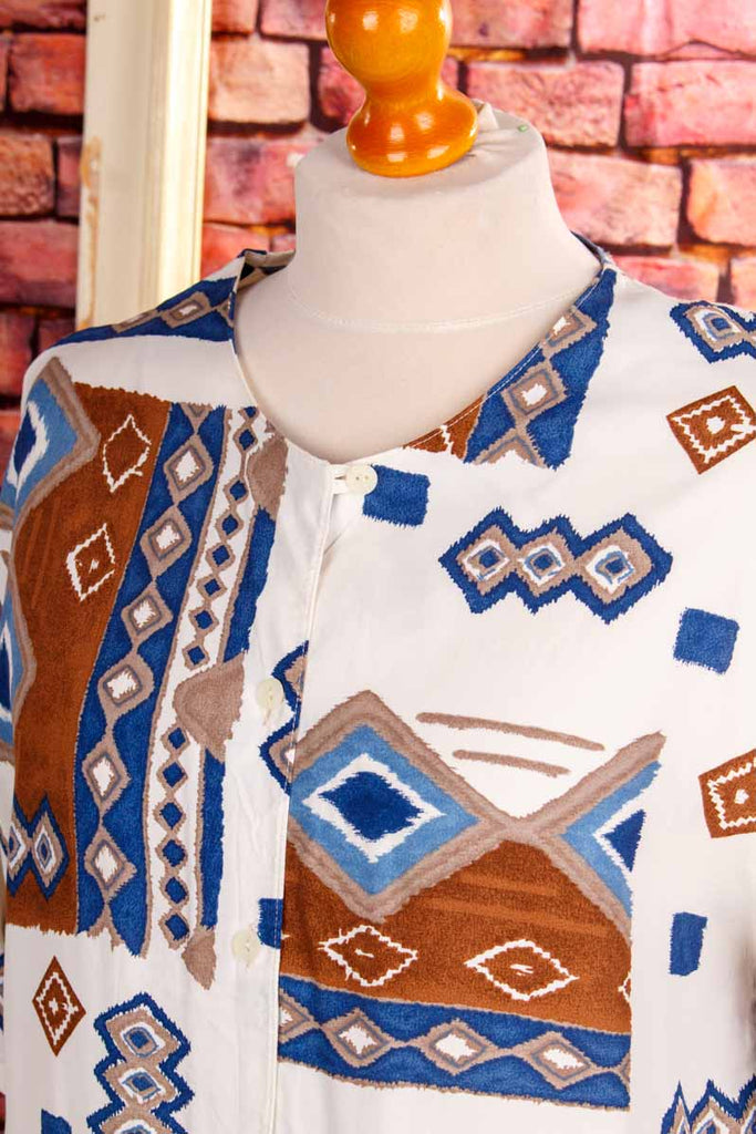 90s Boho Bluse Aztec Print