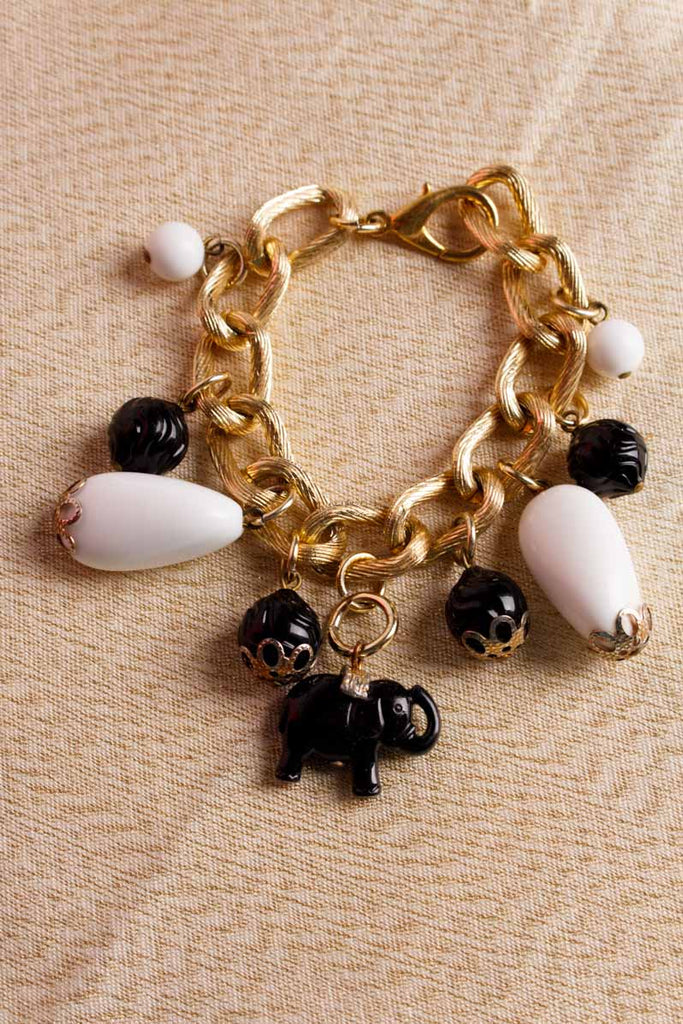 70s Bettelarmband gold Elefant