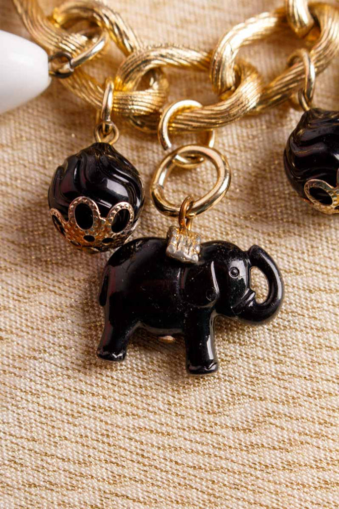 70s Bettelarmband gold Elefant