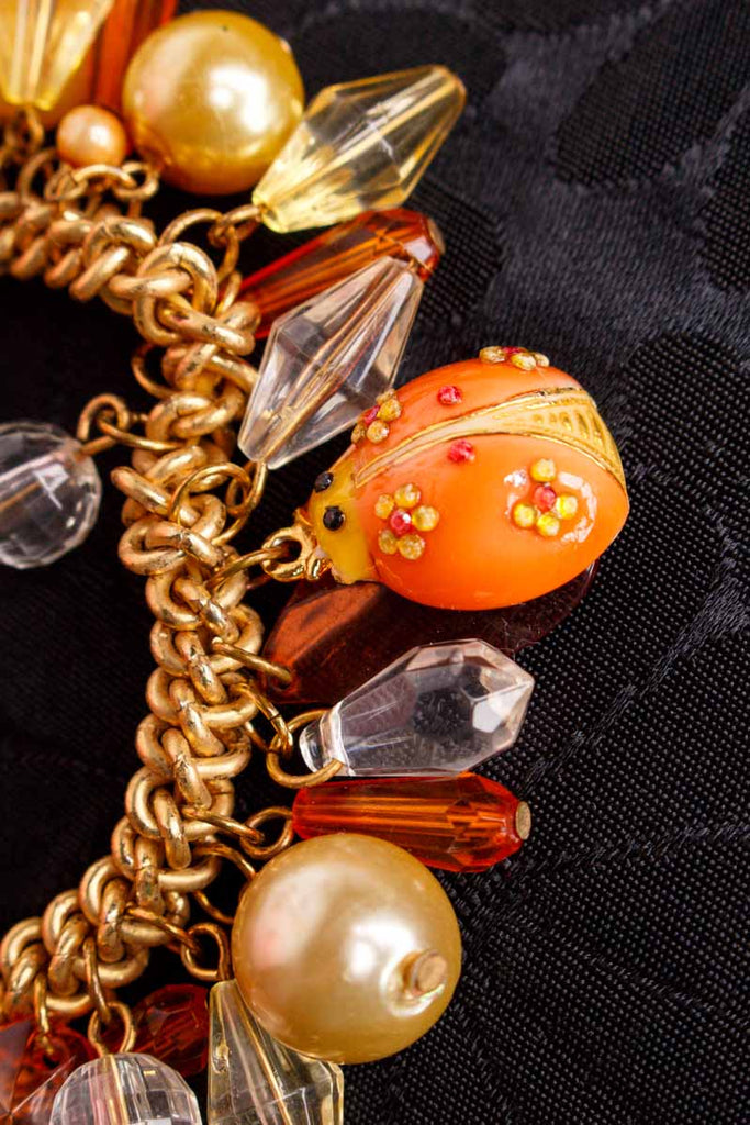 70s Bettelarmband gold Marienkäfer