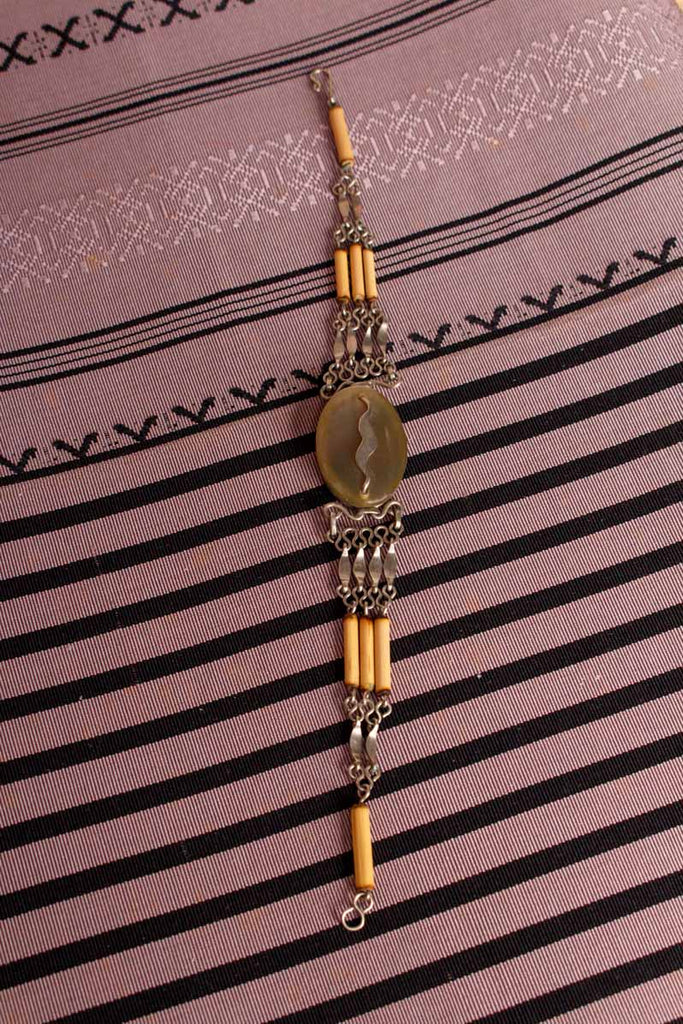 Hippie Armband Holz Stein silber