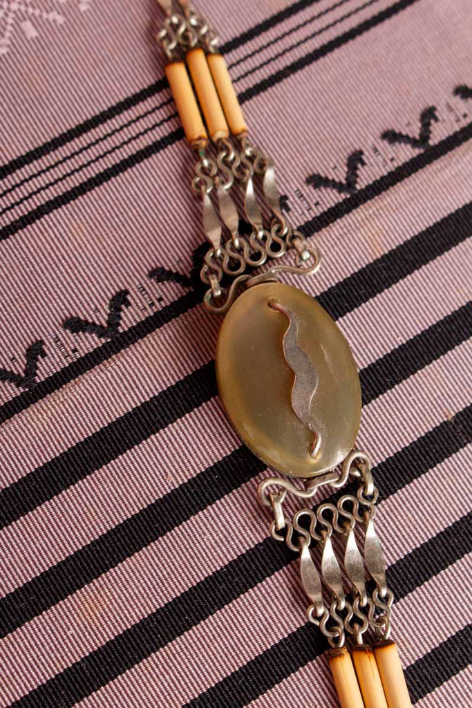 Hippie Armband Holz Stein silber