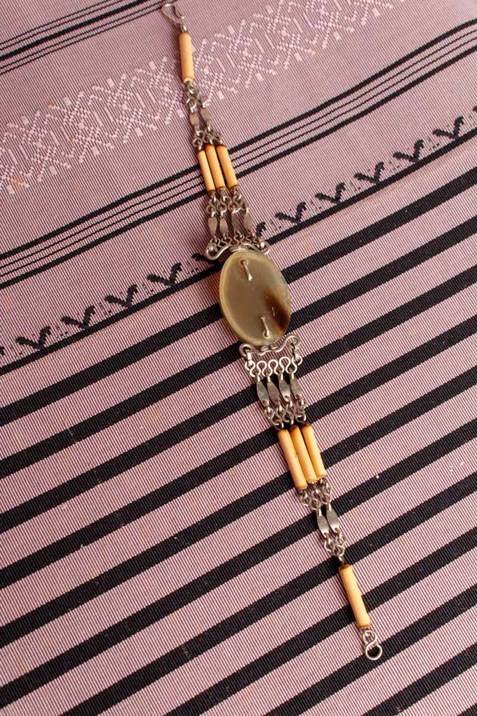 Hippie Armband Holz Stein silber