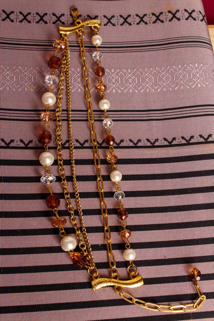 Mehrreihiges Armband gold Perlen