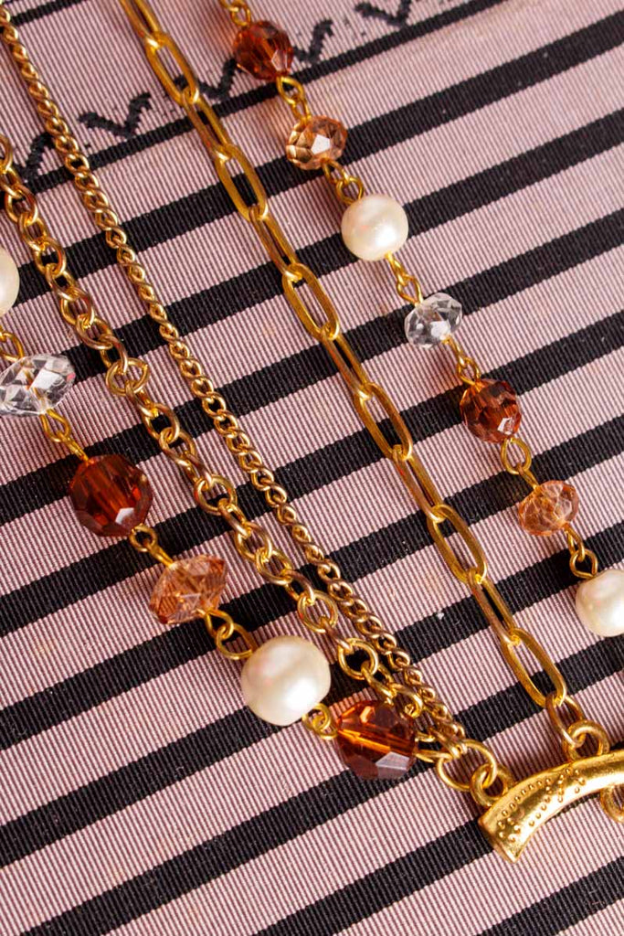 Mehrreihiges Armband gold Perlen