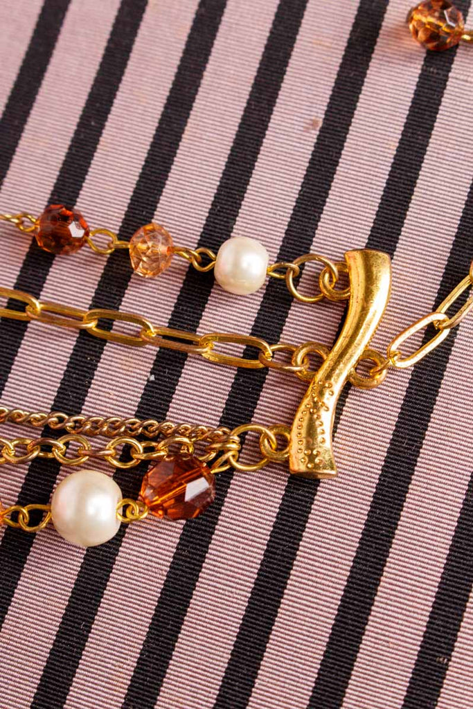 Mehrreihiges Armband gold Perlen