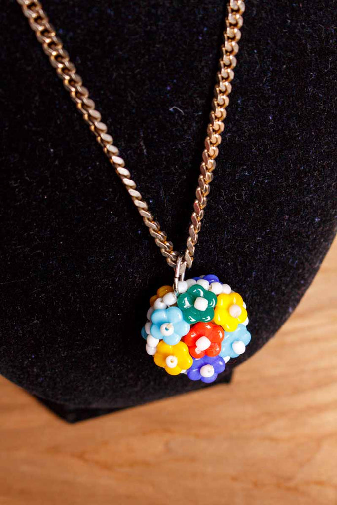 Disco Kette silber Blumen
