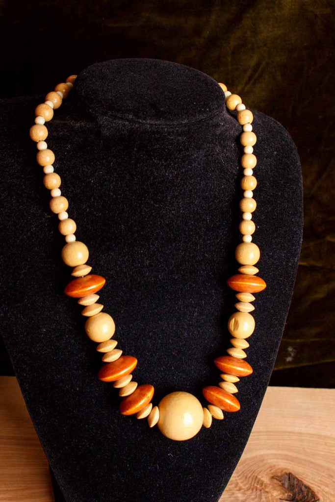 80s Holz Perlenkette