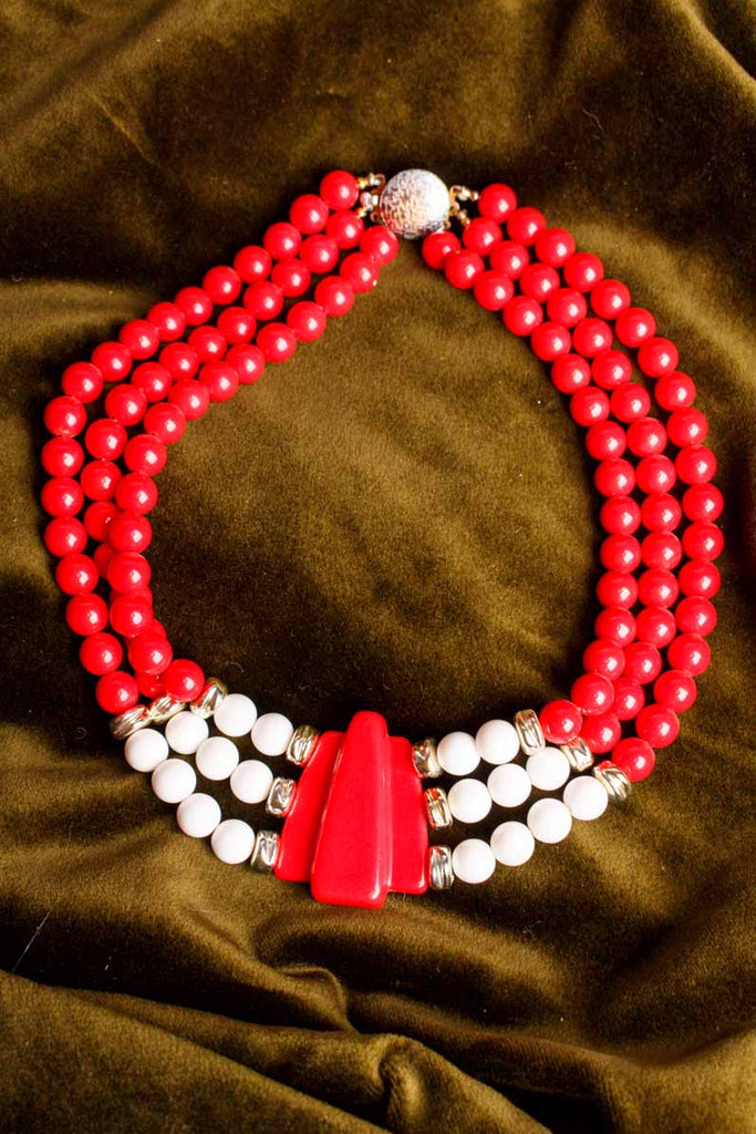 Statement Collier rot weiß