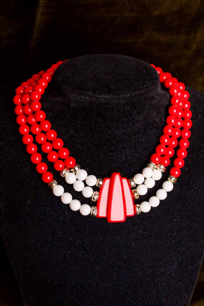 Statement Collier rot weiß