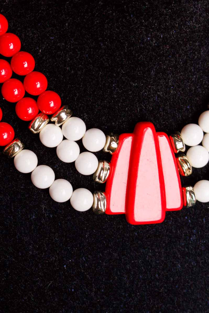 Statement Collier rot weiß