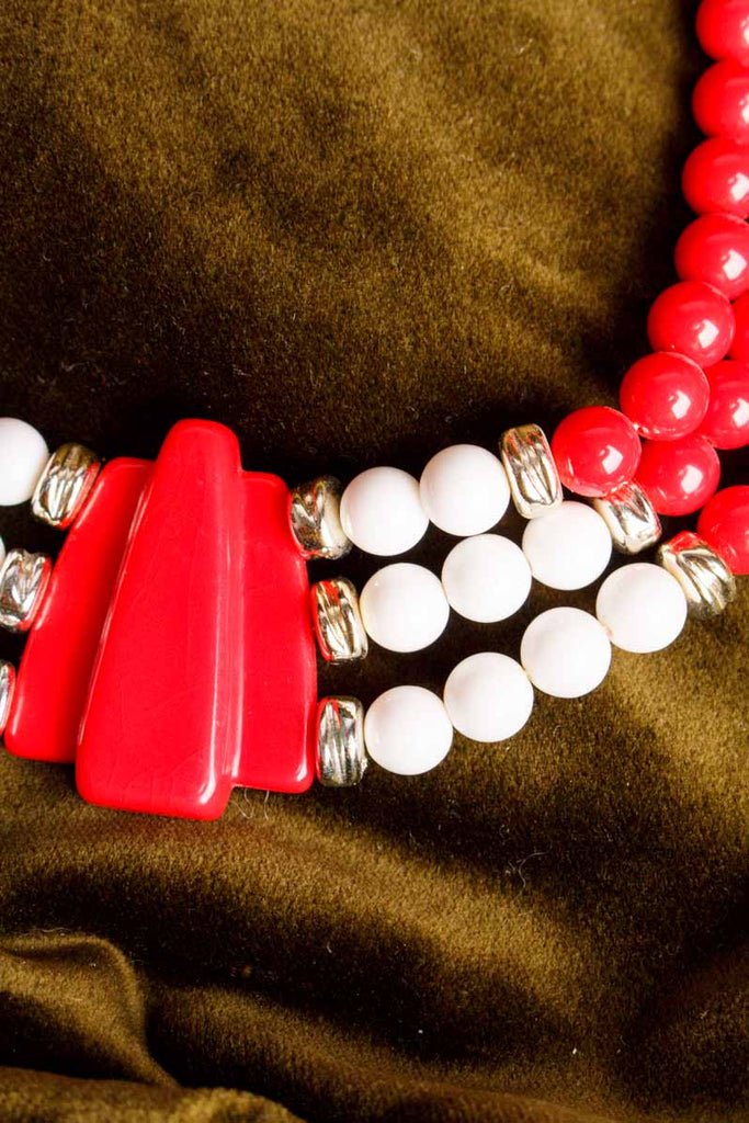 Statement Collier rot weiß
