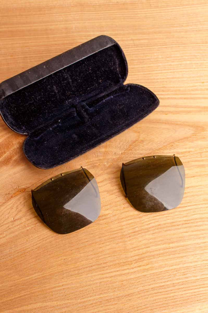 Vintage Brillen Sonnen Clip-Ons + Etui