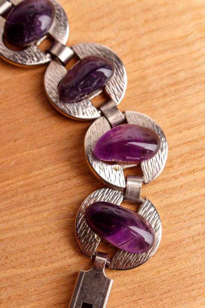 Brutalist 70s Armband silber Amethyst