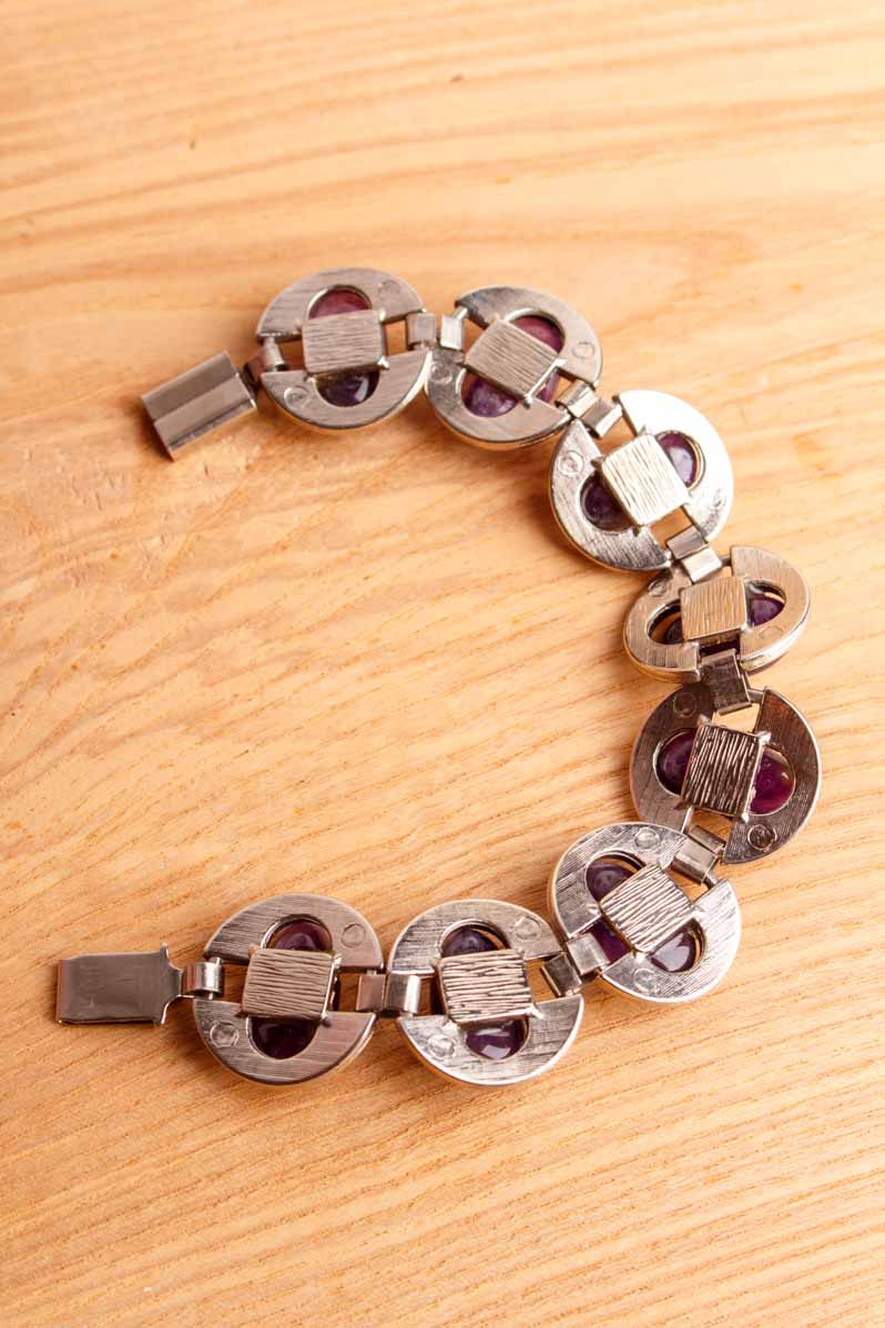 Brutalist 70s Armband silber Amethyst