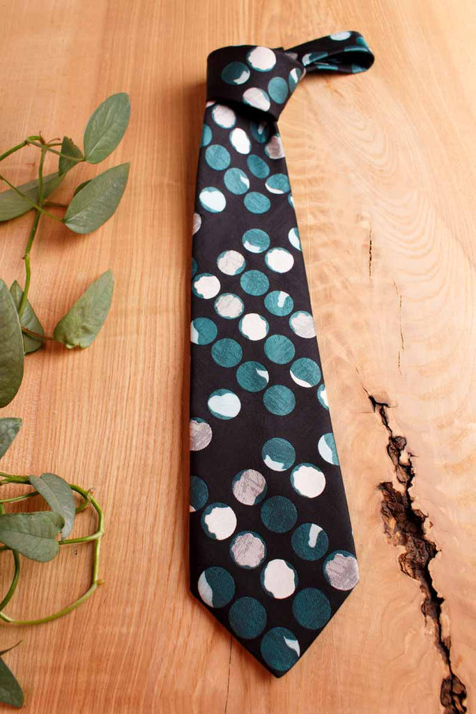 Vintage Krawatte petrol Punkte