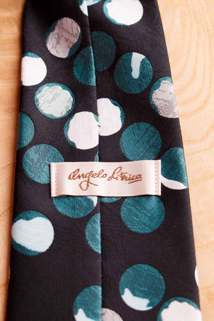 Vintage Krawatte petrol Punkte