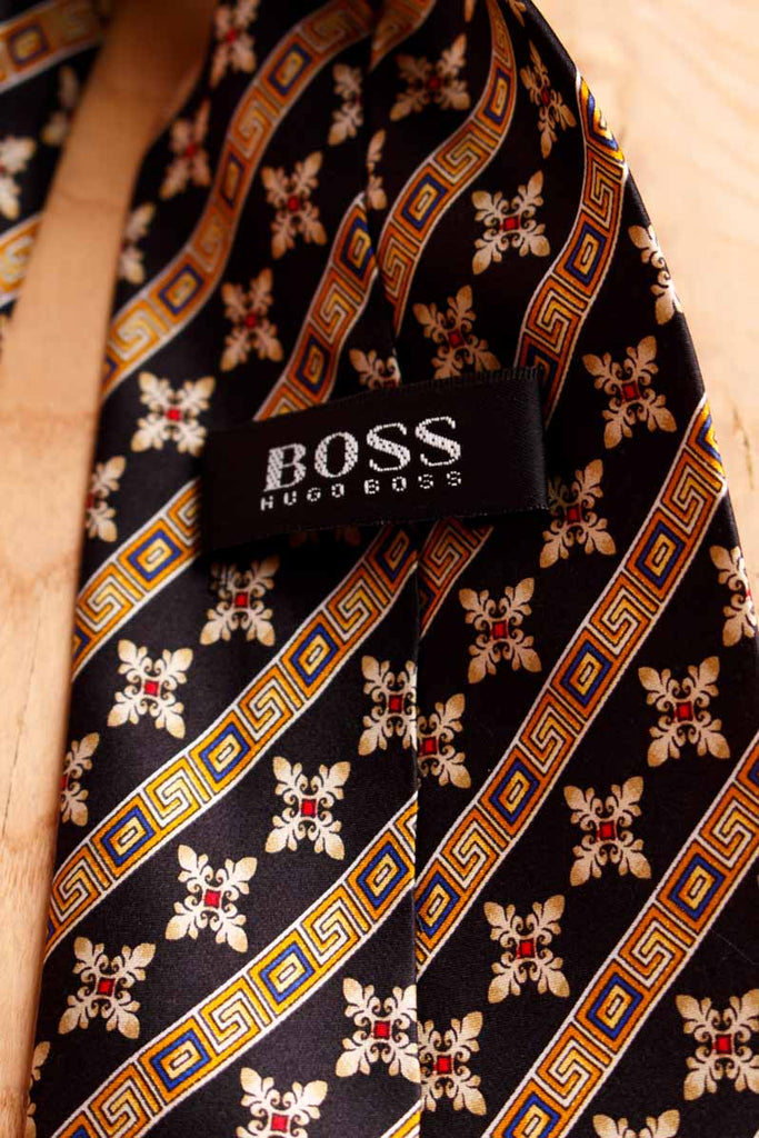BOSS Krawatte schwarz gold