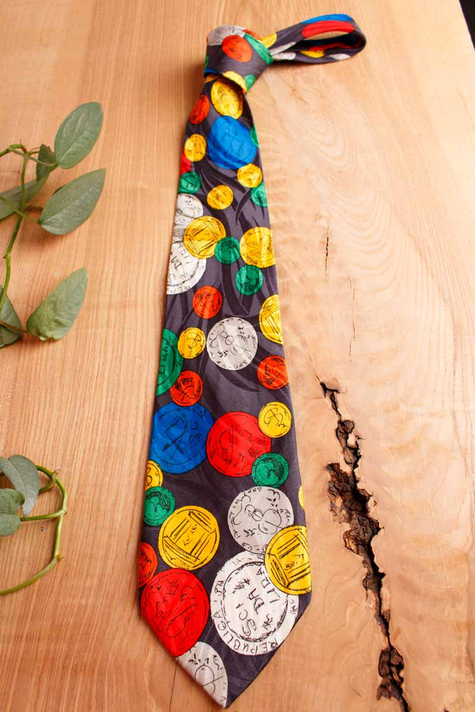 80s Krawatte bunt Seide