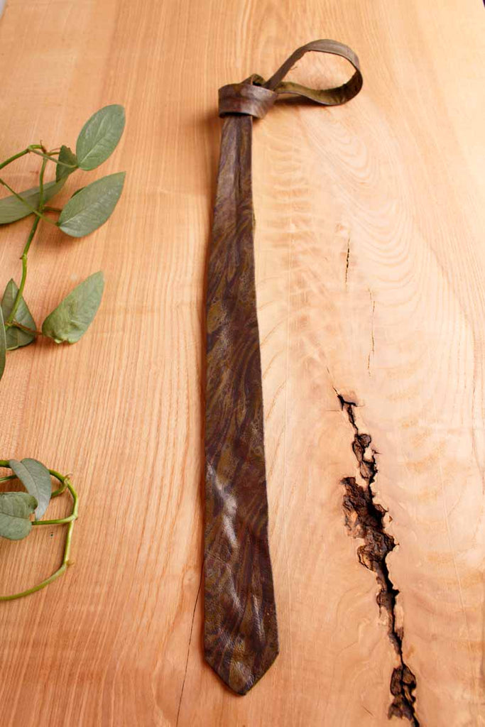 Krawatte braun marmoriert Leder