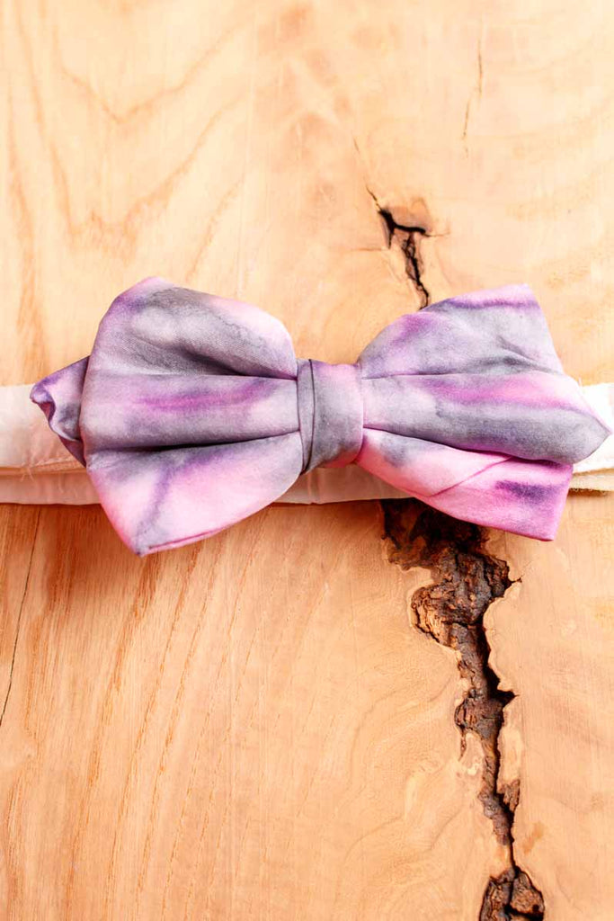 Seiden Fliege rosa grau Batik