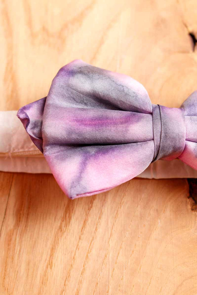 Seiden Fliege rosa grau Batik