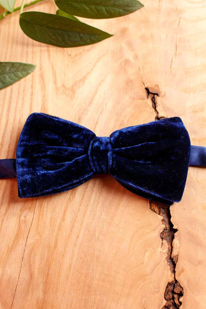 Vintage Fliege blau Samt