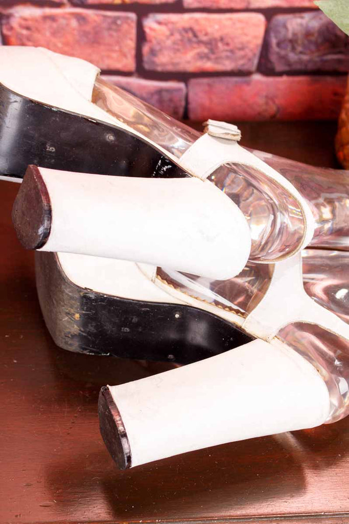 70s Disco Plateau Sandalen weiß