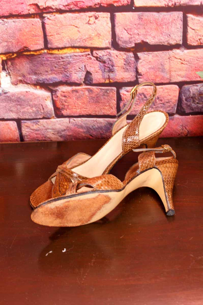 70s Riemchen Sandalen braun